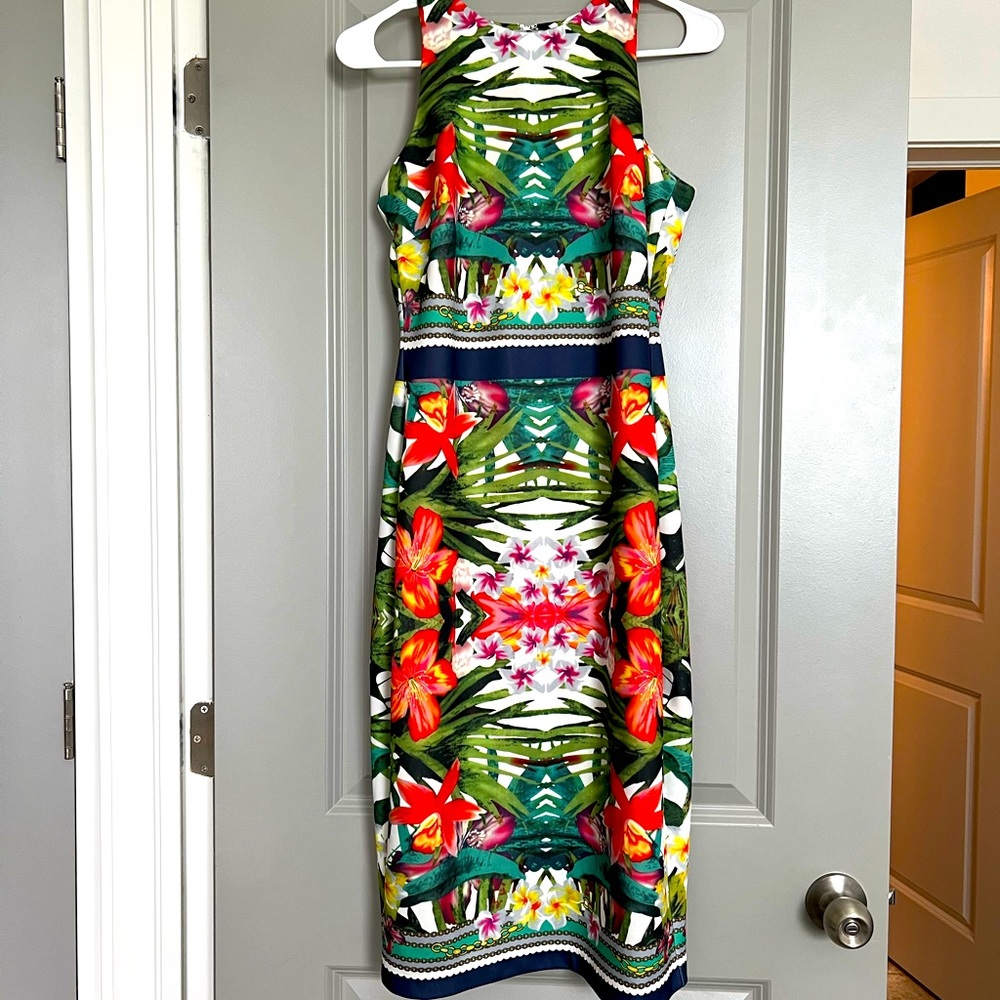 New York & Company Tropical Scuba Sheath Dress